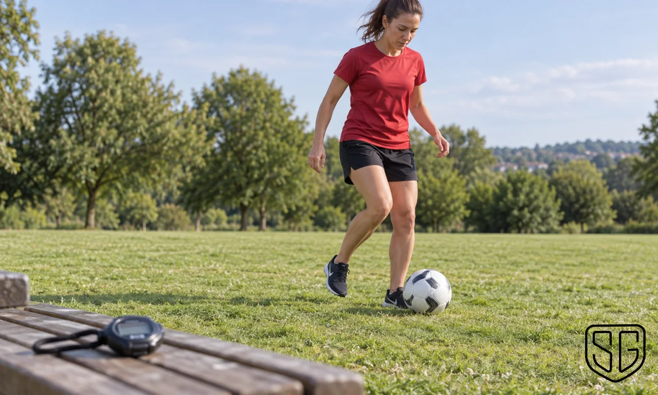 AI-generated conceptual depiction for 20-Minute Football Training Routine for Beginners; not a documentary photograph