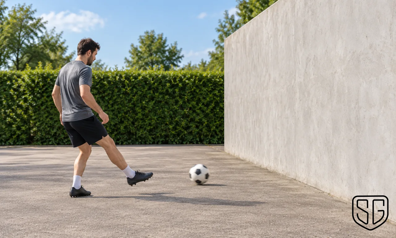 AI-generated conceptual image for Best Football Wall Passing Drills for Beginners; not a documentary photograph