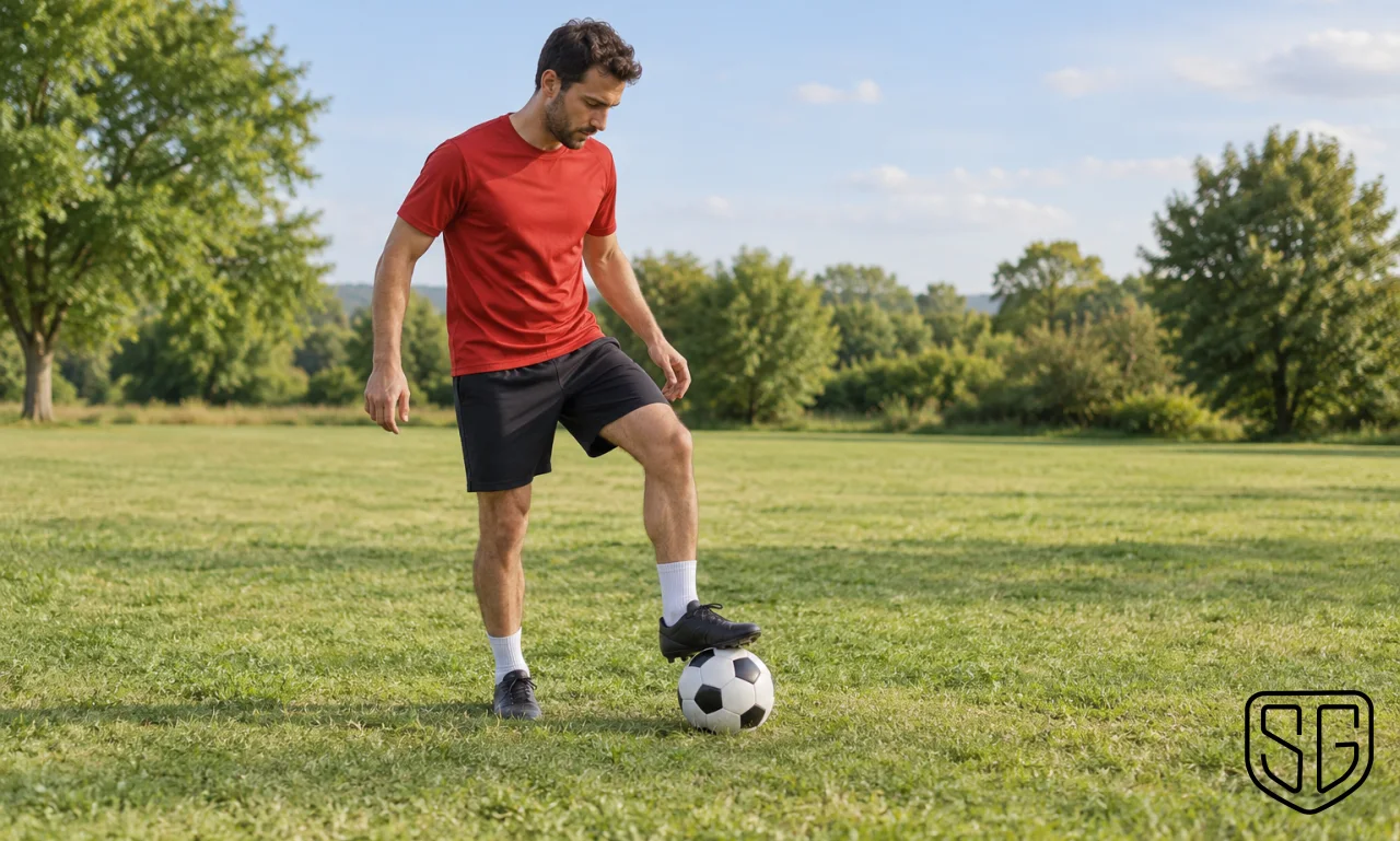 AI-generated conceptual training depiction for How to Improve Football Skills Without a Proper Pitch; not a documentary photograph