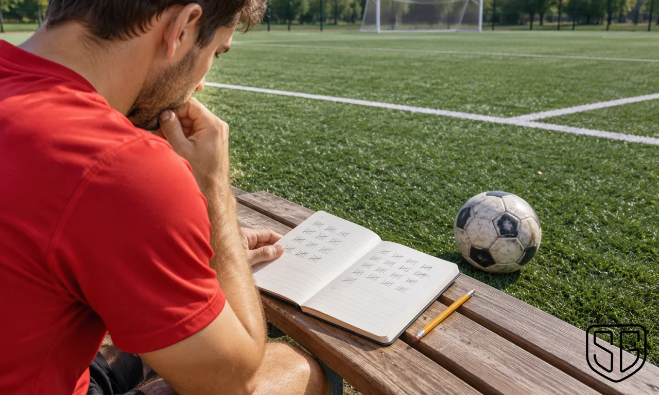AI-generated conceptual training scene for How to Measure Your Progress in Solo Football Training; not a documentary photograph