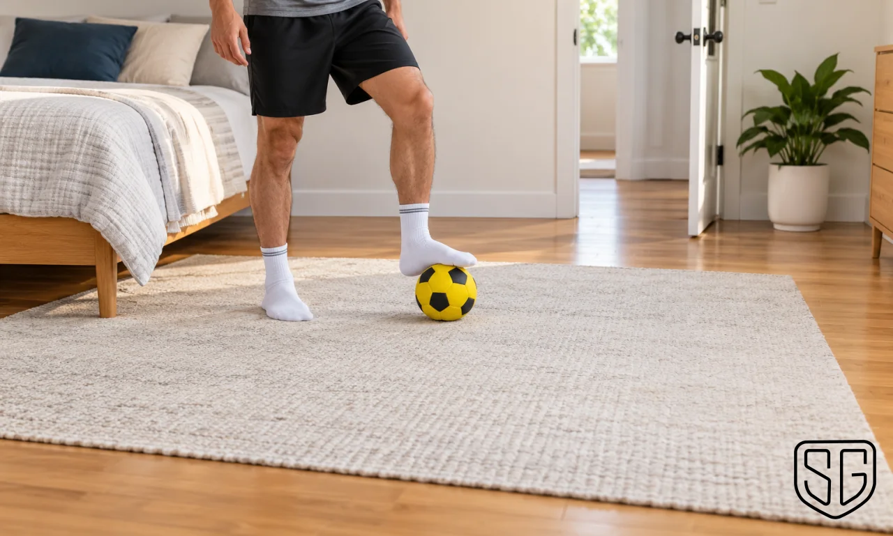 AI-generated conceptual image for How to Train for Football in a Small Bedroom; not a documentary photograph